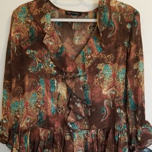 Brown ruffle blouse